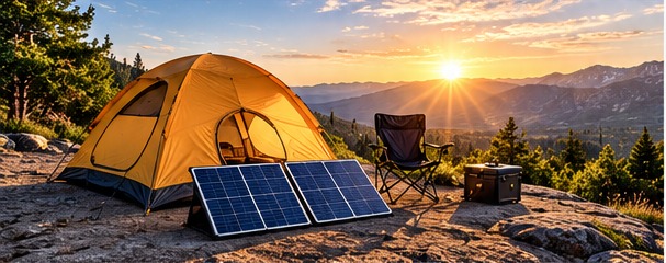 Portable solar power at a campsite