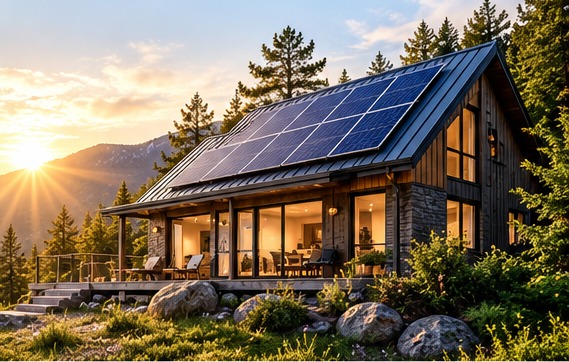 Solar-powered off-grid home in the mountains