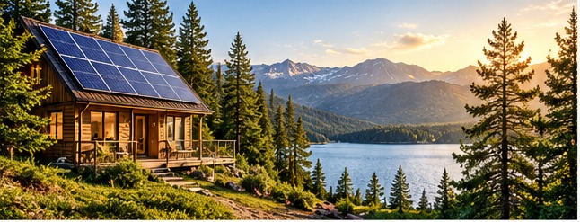 Off-grid cabin and solar array